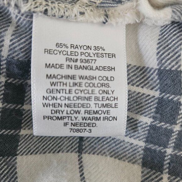 Arizona Jean Co Blue White Button Down Flannel Long Sleeve Small Shirt - Picture 5 of 6
